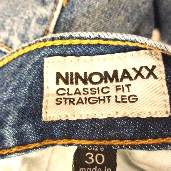 NinoMaxx Jeans Wide Straight Leg Sz 30 DARK BLUE Denim Distress Ripped Thrashed - Picture 7 of 8